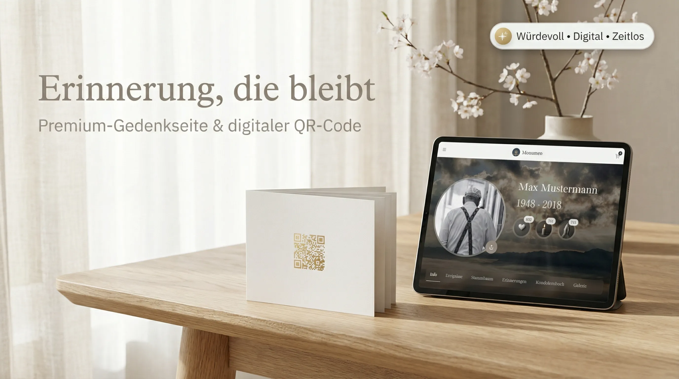 Premium Gedenkseite + Digitaler QR-Code