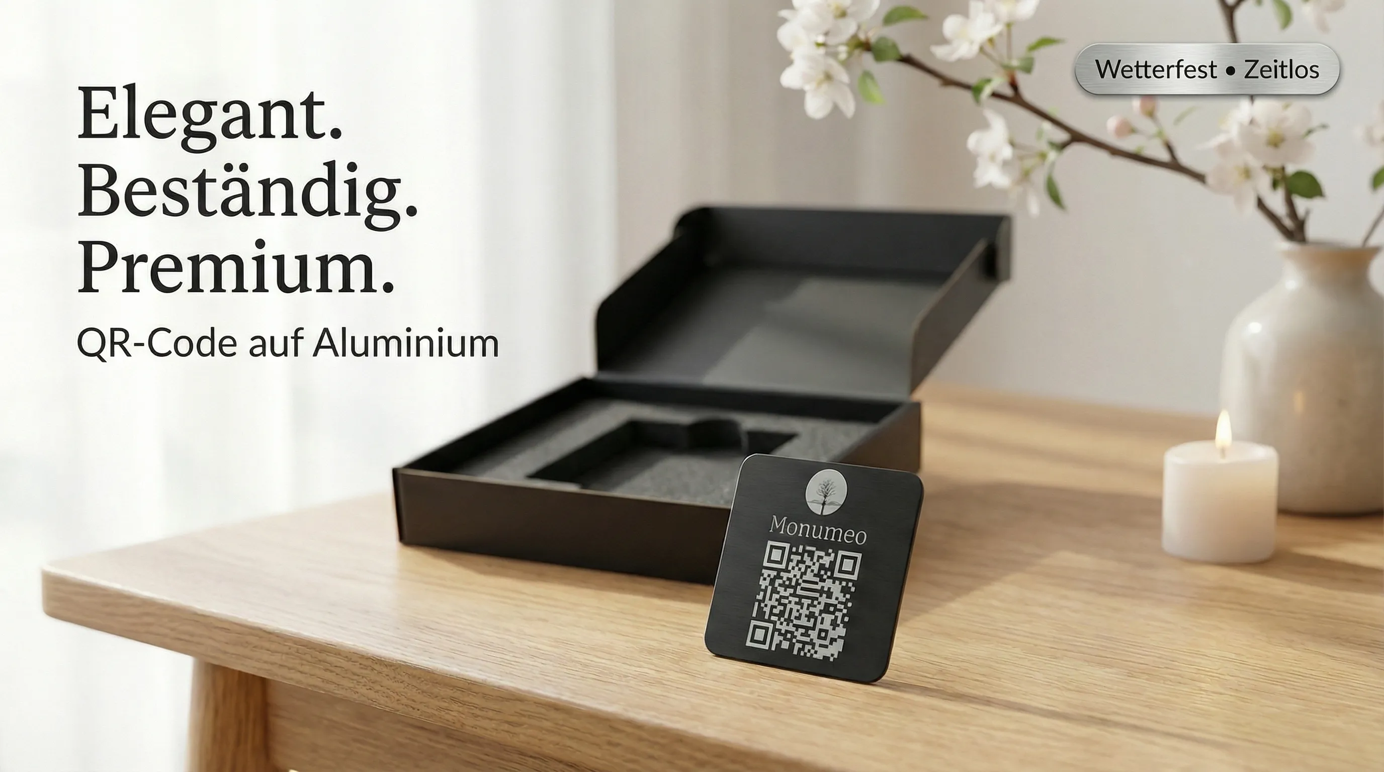 QR-Code auf Aluminium – Digitale Gedenkseite mit QR-Code für Grabstein